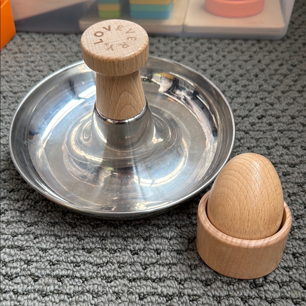 Lovevery Spinner and Wood Egg Cup Montessori Toy Set